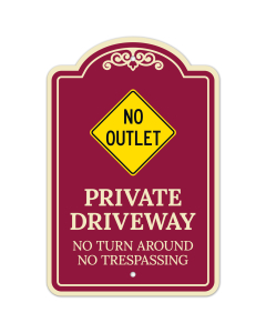 Private Driveway No Turn Around Or Trespassing Décor Sign