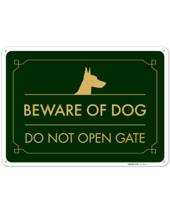 Beware of Dog Do Not Open Gate Sign