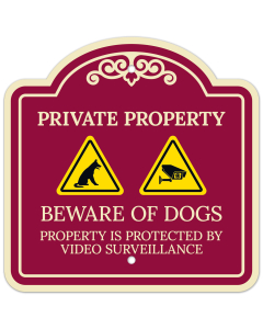 Beware Of Dogs Property Is Protected By Video Surveillance Décor Sign