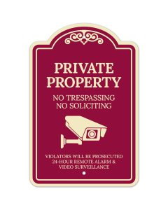 No Trespassing No Soliciting Violators Will Be Prosecuted 24 Hour Remote Décor Sign