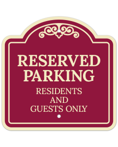 Reserved Parking Residents And Guests Only Décor Sign