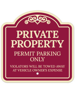 Private Property Permit Parking Only Violators Will Be Towed Away Décor Sign