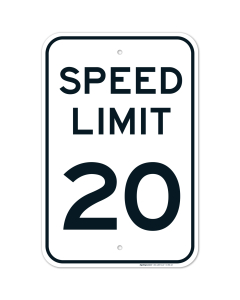 Speed Limit 20 MPH Sign