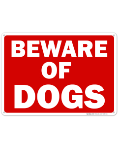 Beware of Dog Sign, Red Background