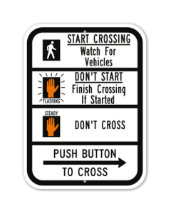 MUTCD Push Button To Cross Right R10-3B Sign