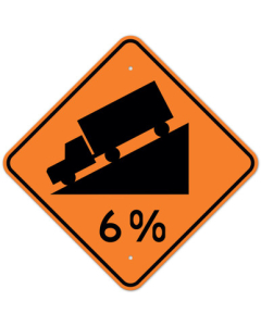 MUTCD Hill 6 % Orange W7-1A Sign