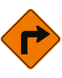MUTCD Right Turn Orange W1-1R Sign