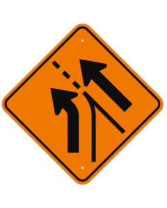 MUTCD Entering Roadway Added Lane Orange Left W4-6L Sign