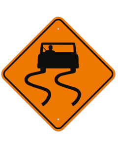 MUTCD Slippery When Wet With Graphic W8-5 Sign