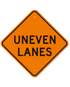 MUTCD Uneven Lanes Orange W8-11 Sign