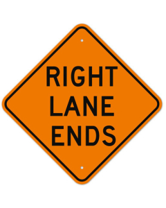 MUTCD Right Lane Ends W9-1R Orange Sign