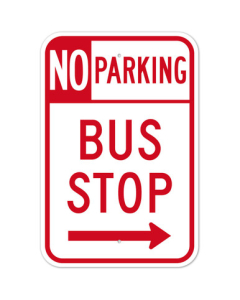 MUTCD No Parking Bus Stop Option Right Arrow R7-107 Sign