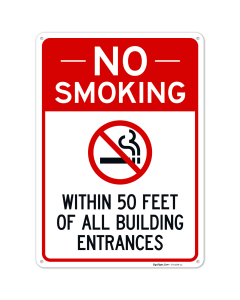 No Smoking Within 50 Feet Of All Building Entrances Sign,