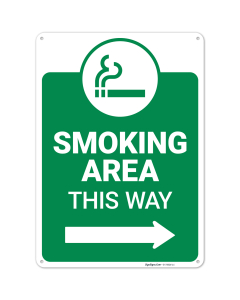 Smoking Area This Way With Right Arrow Sign,