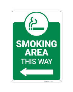 Smoking Area This Way With Left Arrow Sign,