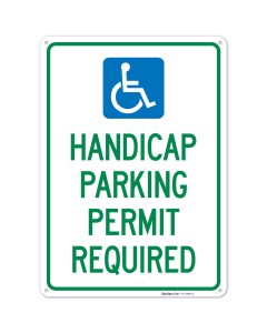 Handicap Parking Permit Required Sign,