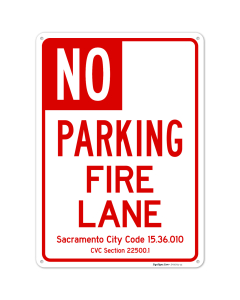 Sacramento No Parking Fire Lane Sign,