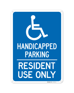 Handicapped Parking Resident Use Only Sign,