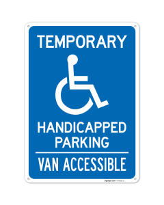 Temporary Handicapped Parking Van Accessible Sign,