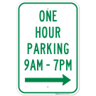 One Hour Parking 9 Am- 7 Pm Sign