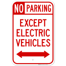 Except Electric Vehicle With Bidirectional Arrow Sign