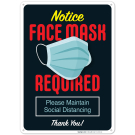 Mask Required Sign, Social Distancing Sign