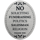 No Soliciting Fundraising Politics Salesman Religion Thank You Sign, (SI-1535)
