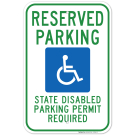 Washington Handicap Parking Sign, Reserved Parking State Disabled Parking Permit Required Sign