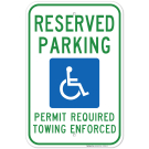 Arkansas Handicap Parking Sign, Reserved Parking Permit Required Towing Enforced Sign