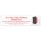 FDNY Sign, in a Fire, Close All Doors Behind You Sign, Meets NYC Admin Code 15-135