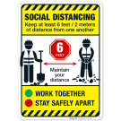 Construction Site Social Distancing Sign, COVID-19 Social Distancing Sign