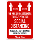 Social Distancing Sign, Customers Please Maintain Social Distancing