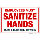 Employees Must Sanitize Hands Before Returning to Work Sign