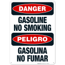 Gasoline No Smoking Bilingual Sign, OSHA Danger Sign, (SI-3969)