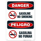 Gasoline No Smoking Bilingual Sign, OSHA Danger Sign, (SI-3986)