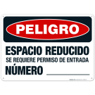 Danger Confined Space Entry Permit Required No._ Spanish Sign, OSHA Danger Sign