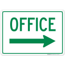 Office In Right Side Sign, In Green