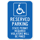 State Permit Required Reserved Handicap Parking Sign