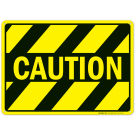 Black Yellow Striped Caution Sign