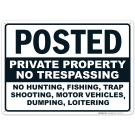 Posted Private Property No Trespassing No Fishing Sign