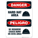 Hard Hat Area Bilingual Sign, OSHA Danger Sign, (SI-4220)
