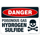 Poisonous Gas Hydrogen Sulfide Sign, OSHA Danger Sign