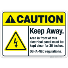 Keep Away Osha Nec Regulations Sign, ANSI Caution Sign