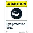 Eye Protection Area Sign, ANSI Caution Sign