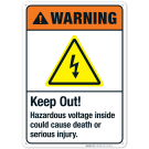 Keep Out Hazardous Voltage Inside Could Cause Death Sign, ANSI Warning Sign