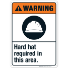 Hard Hat Required In This Area Sign, ANSI Warning Sign