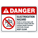 Electrocution Hazard Sign, ANSI Danger Sign