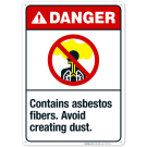 Contains Asbestos Fibers Avoid Creating Dust Sign, ANSI Danger Sign, (SI-5279)
