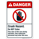 Crush Hazard Do Not Enter Sign, ANSI Danger Sign