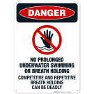 No Prolonged Underwater Swimming or Breath Holding Competitive and Repetitive Sign